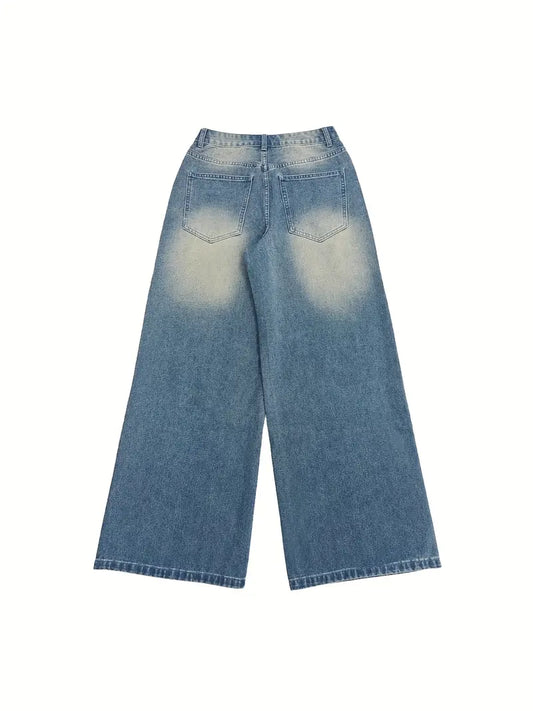 Pair of blue jeans with a white background