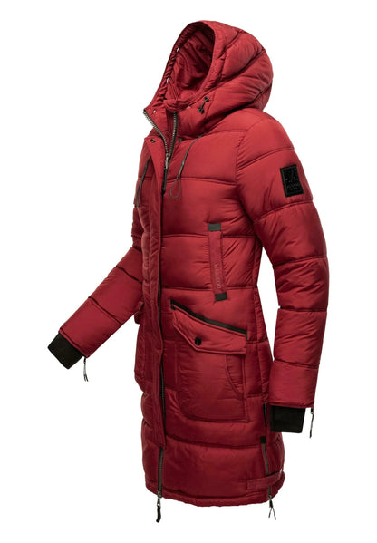 Fuzzy Trim Hooded Padded  Coat