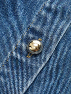 Denim Belted Button-Front Pleated Dress