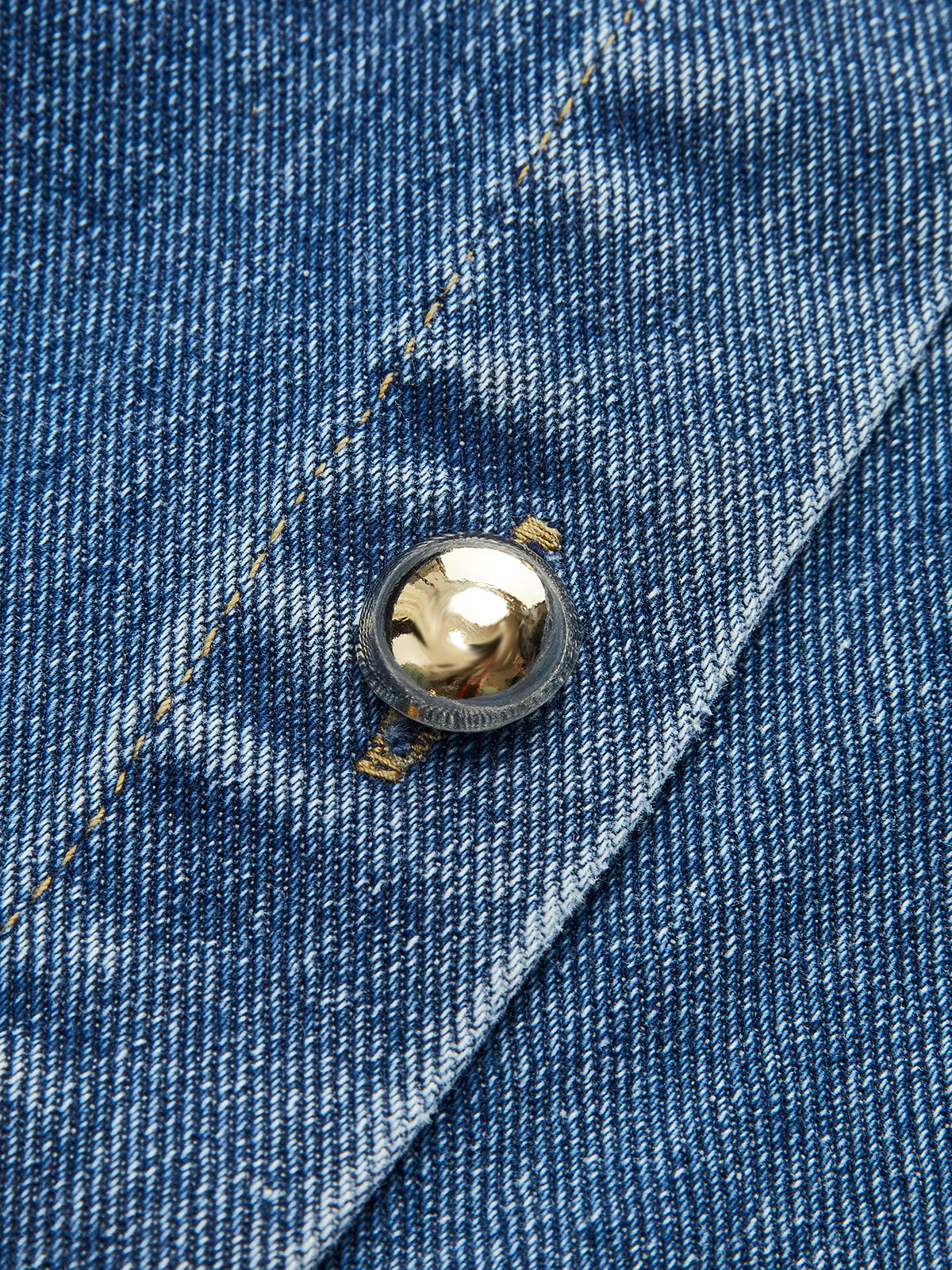 Denim Belted Button-Front Pleated Dress