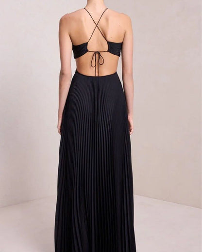 Elegant Sexy Ruched Halter Backless Dress