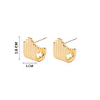 Gold hoop earrings with measurement details on a white background