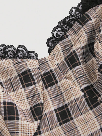 Elegant Plaid Belted Dress
