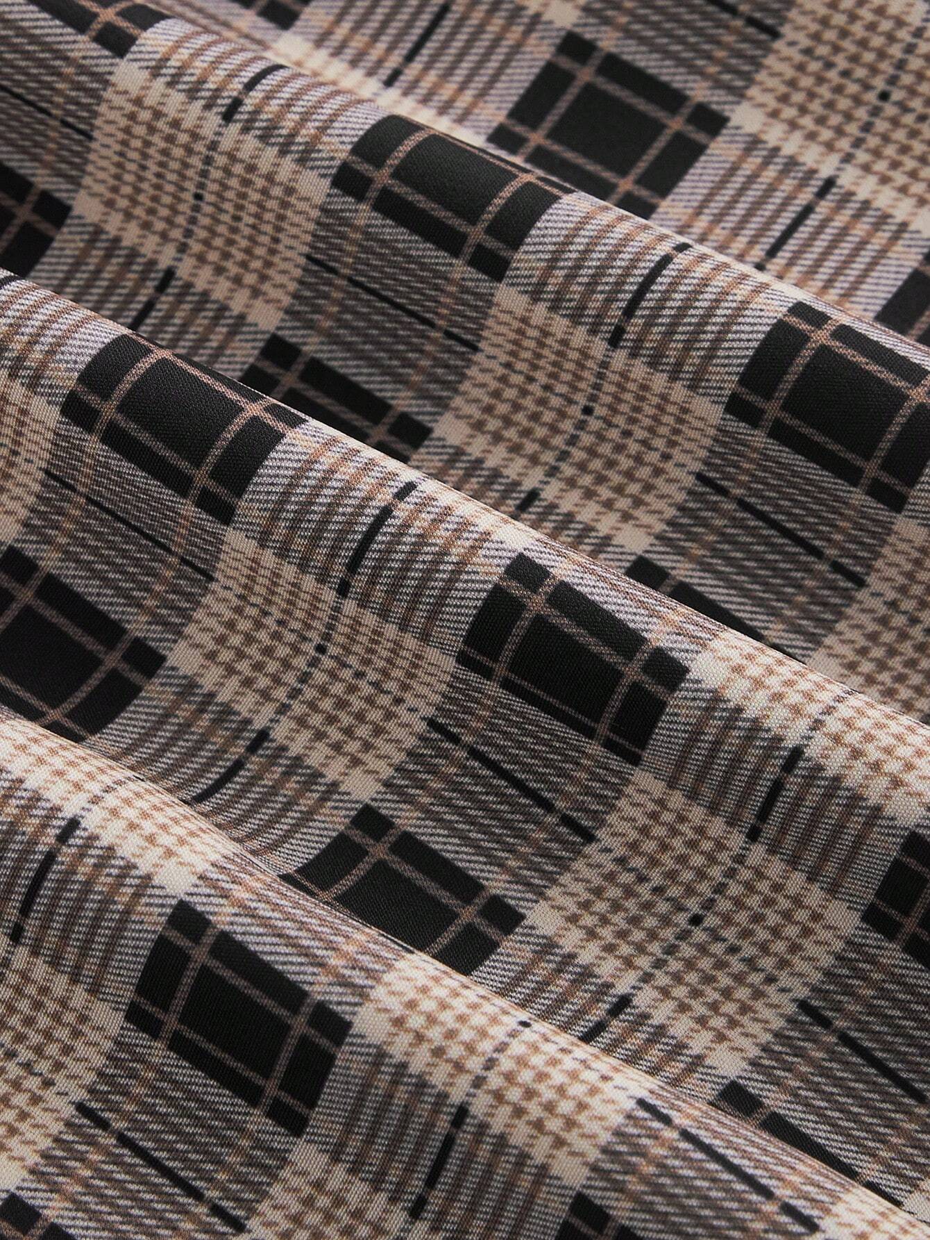 Elegant Plaid Belted Dress