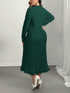 V-Neck Ruffle Hem Knit Sweater Dress