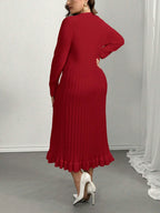 V-Neck Ruffle Hem Knit Sweater  Dress