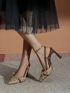 Pointed Toe Buckle Ankle Strap High Heels