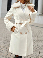 Fur Collar Knitted Coat
