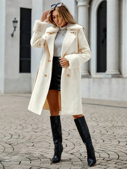 Fur Collar Knitted Coat