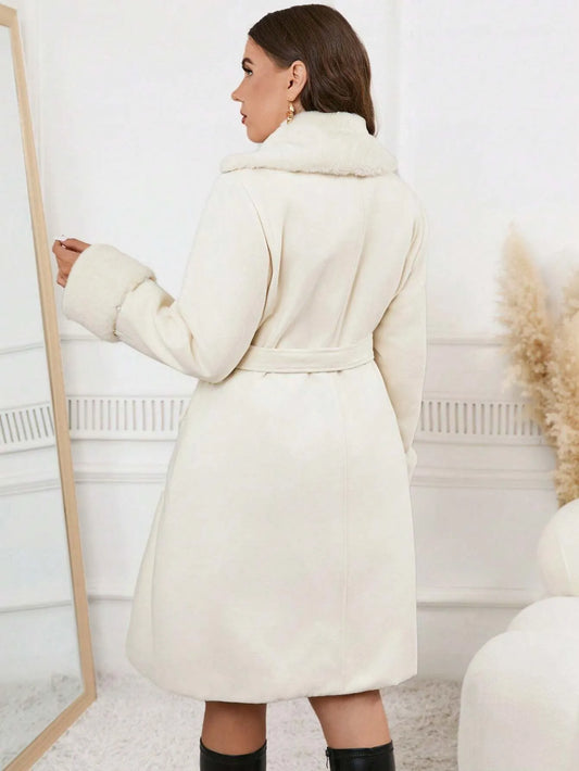Fur Collar Knitted Coat