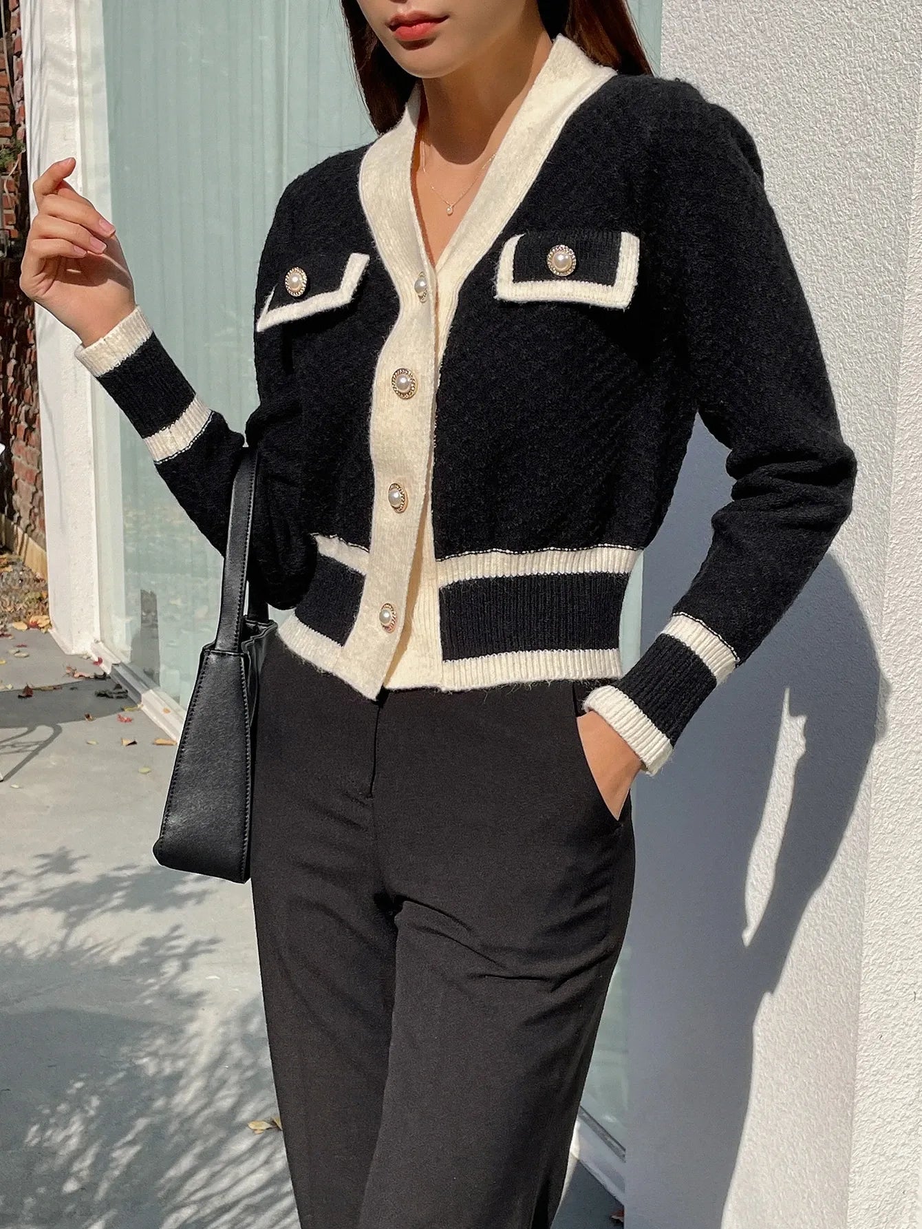 Trim Button Front Cardigan