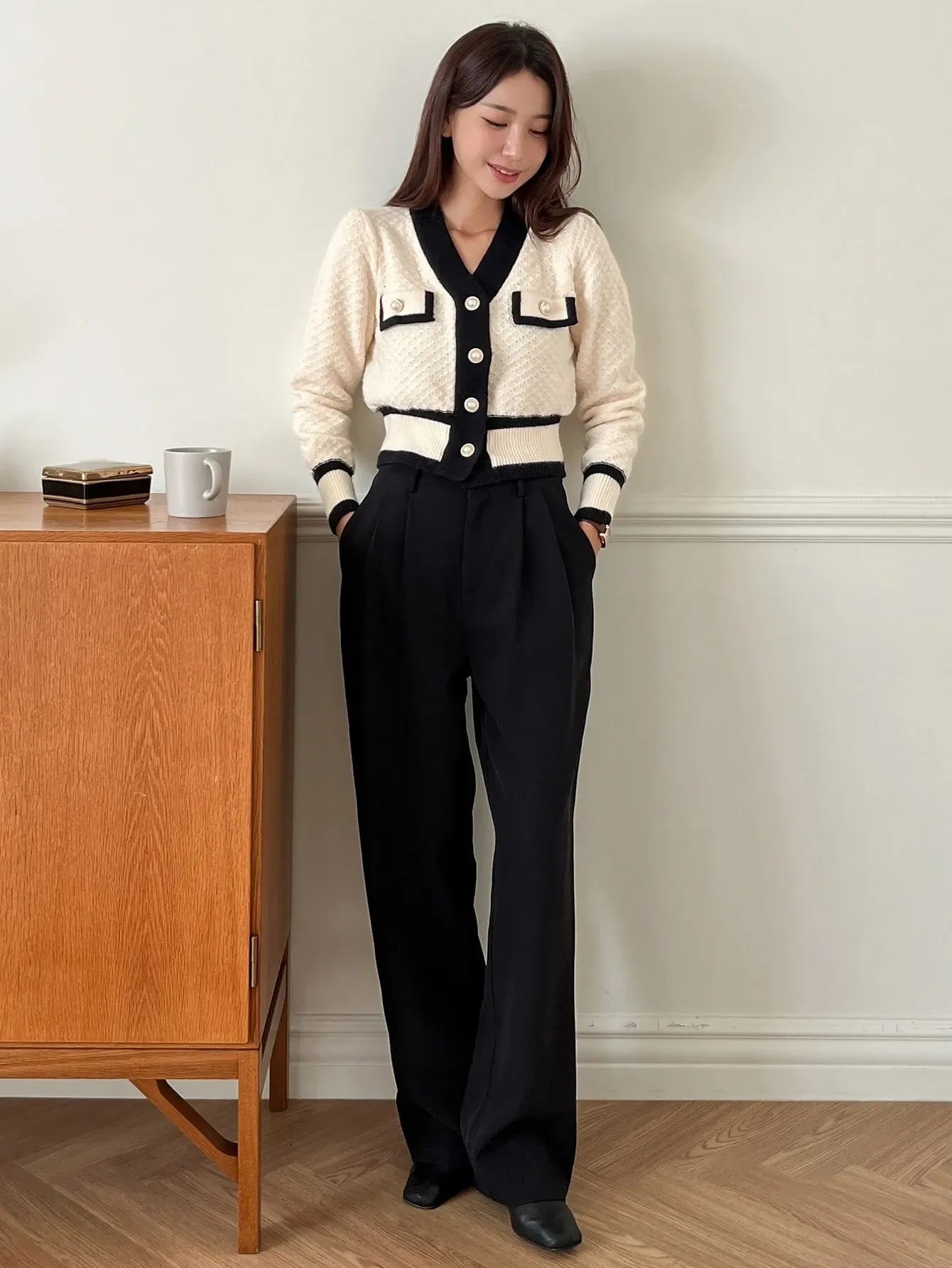 Trim Button Front Cardigan
