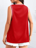 Graphic Striped Trim Tank Top