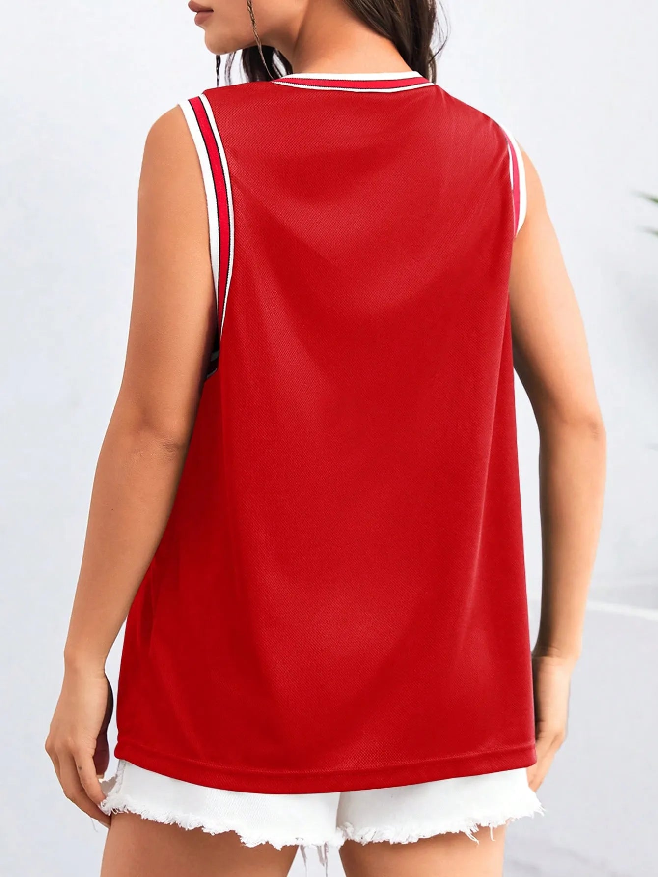 Graphic Striped Trim Tank Top