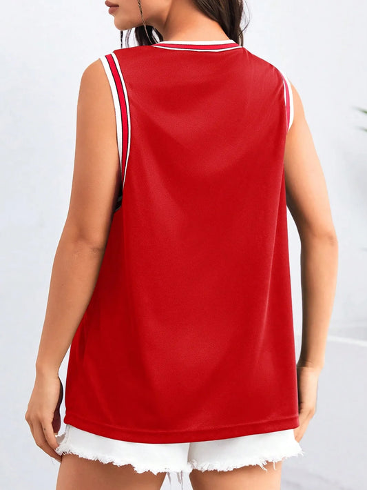Graphic Striped Trim Tank Top