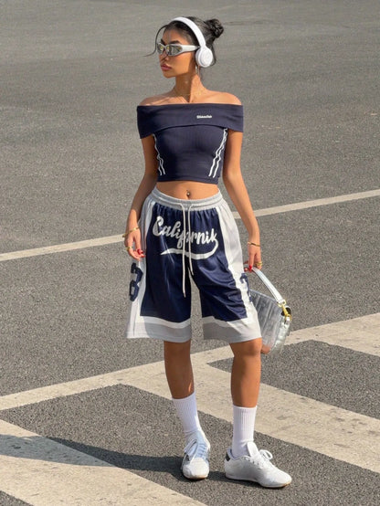 Drawstring Waist Casual Shorts