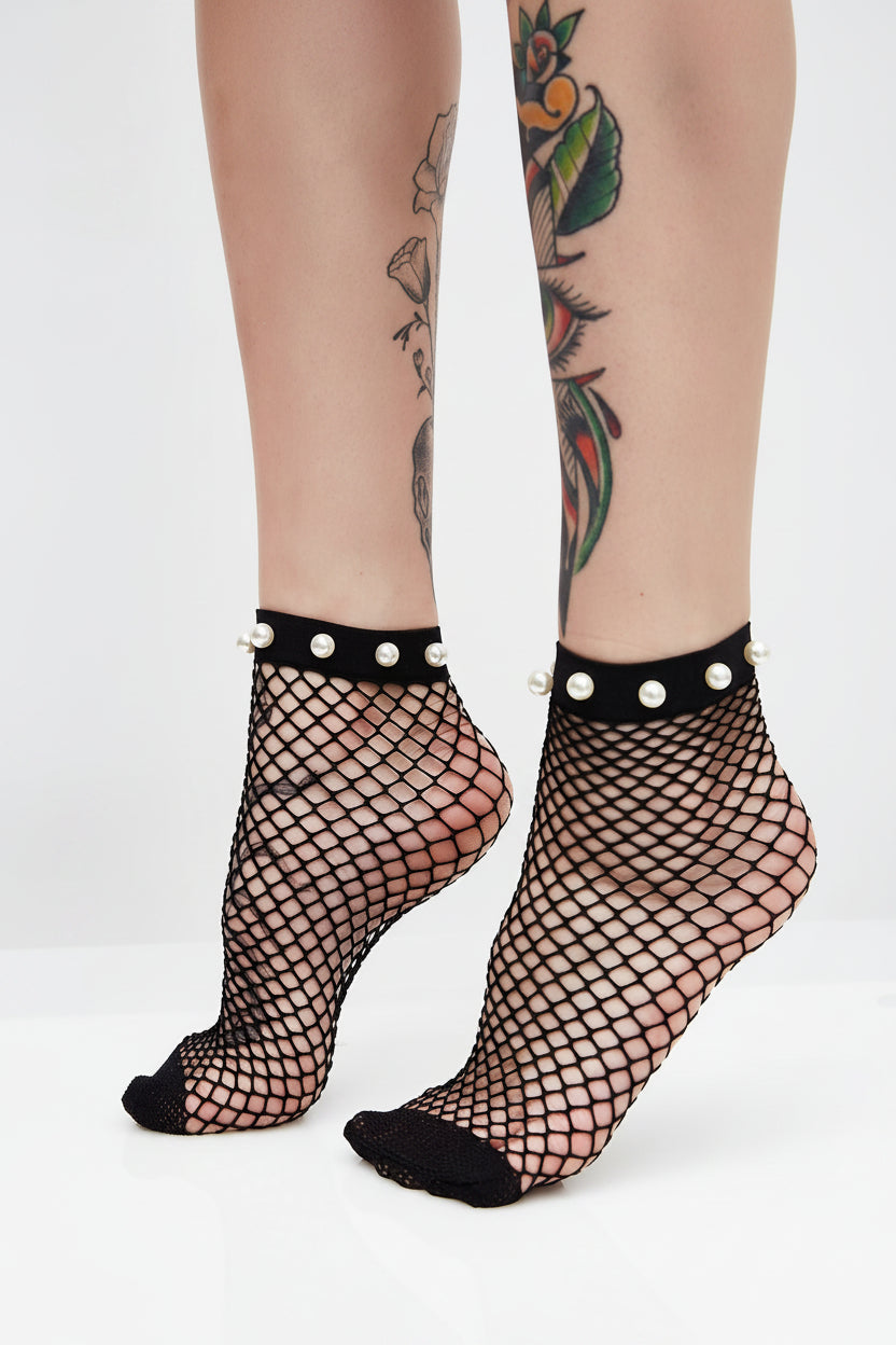 Pearl Fishnet Socks