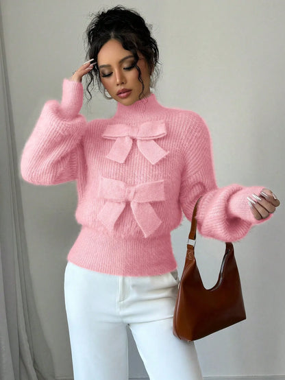 Casual Pullover Bow Detail Sweaters