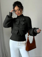 Casual Pullover Bow Detail Sweaters