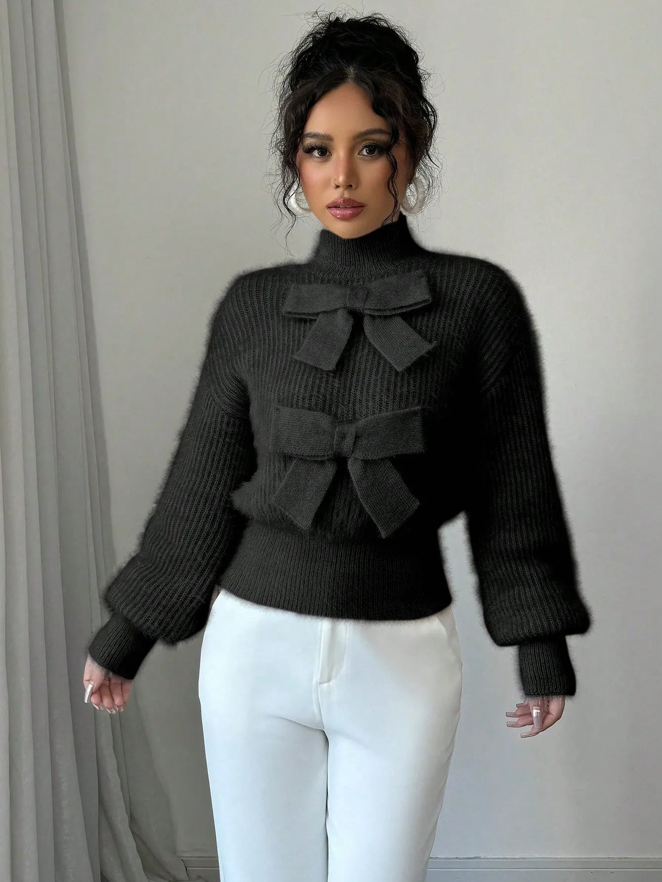 Casual Pullover Bow Detail Sweaters