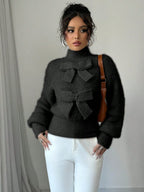 Casual Pullover Bow Detail Sweaters