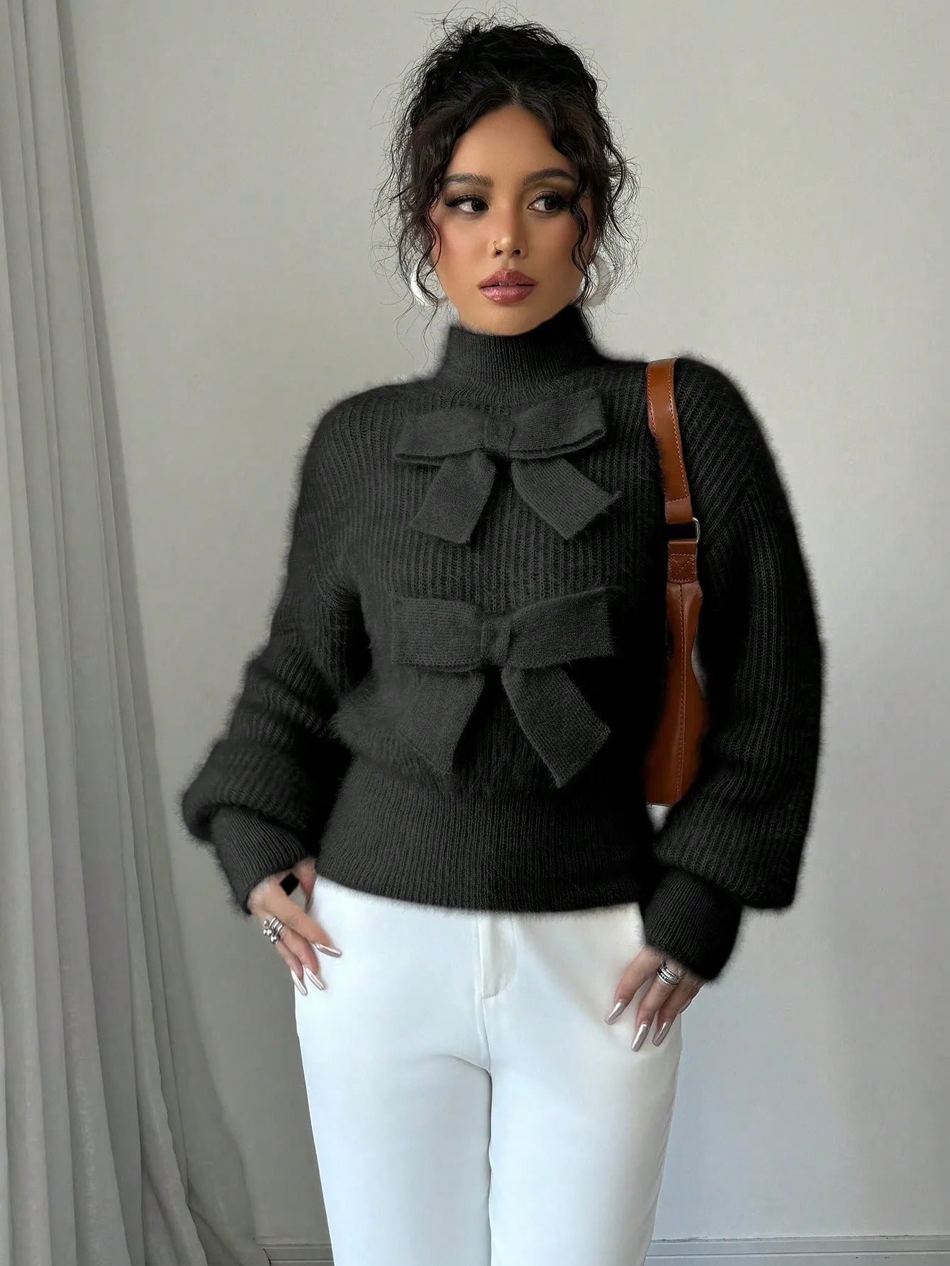 Casual Pullover Bow Detail Sweaters