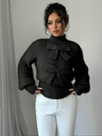 Casual Pullover Bow Detail Sweaters
