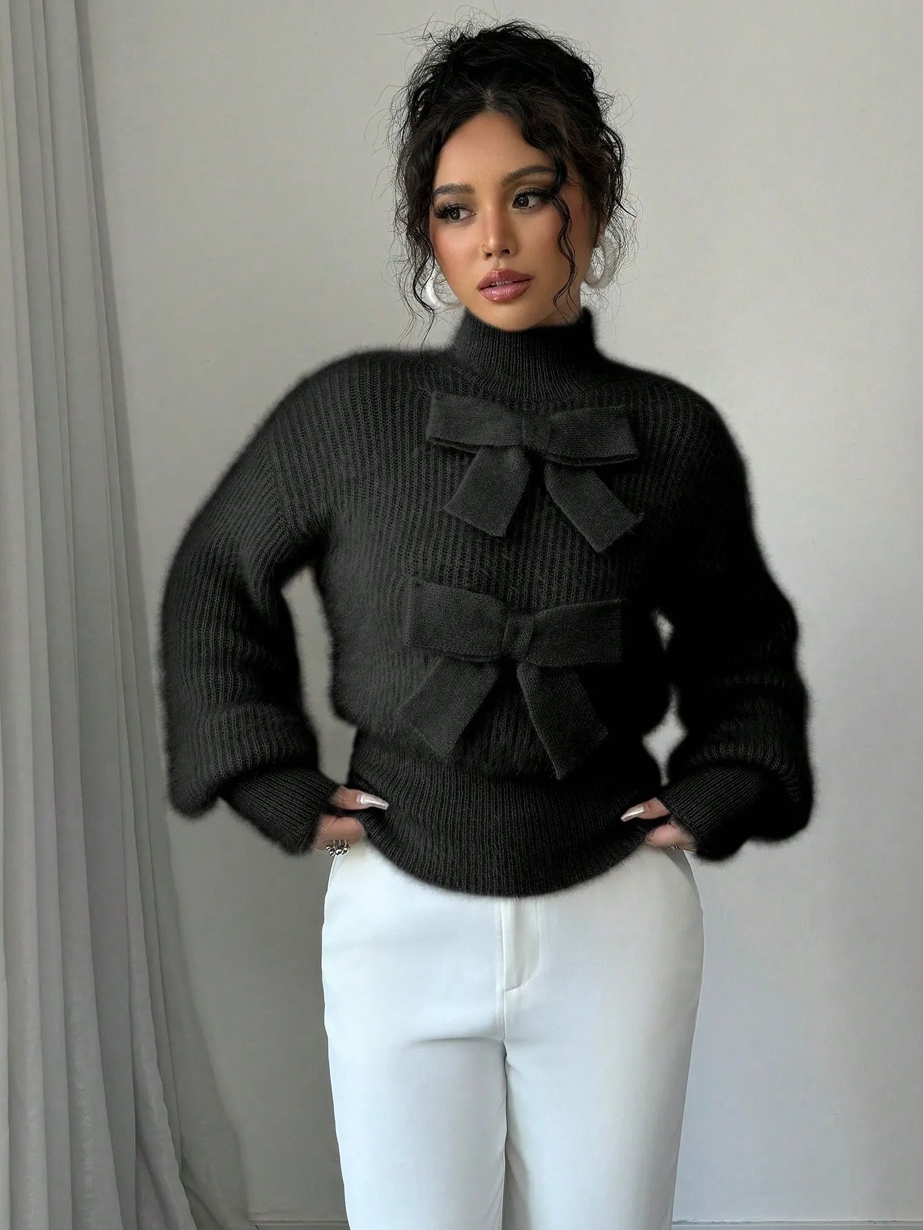 Casual Pullover Bow Detail Sweaters