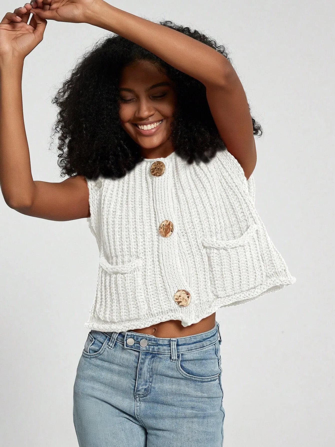 Pocket Thick Knitted Vest