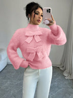 Casual Pullover Bow Detail Sweaters