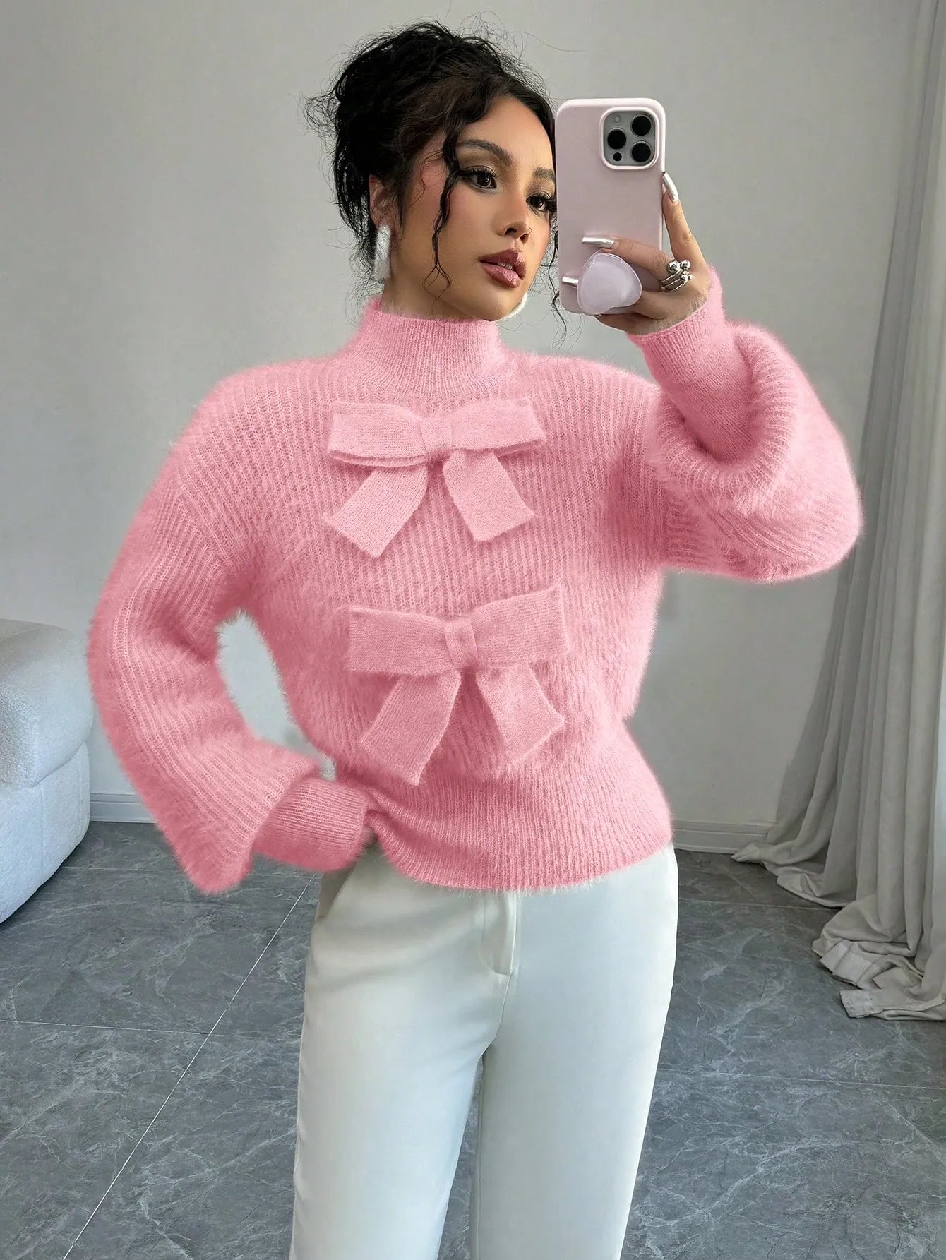 Casual Pullover Bow Detail Sweaters