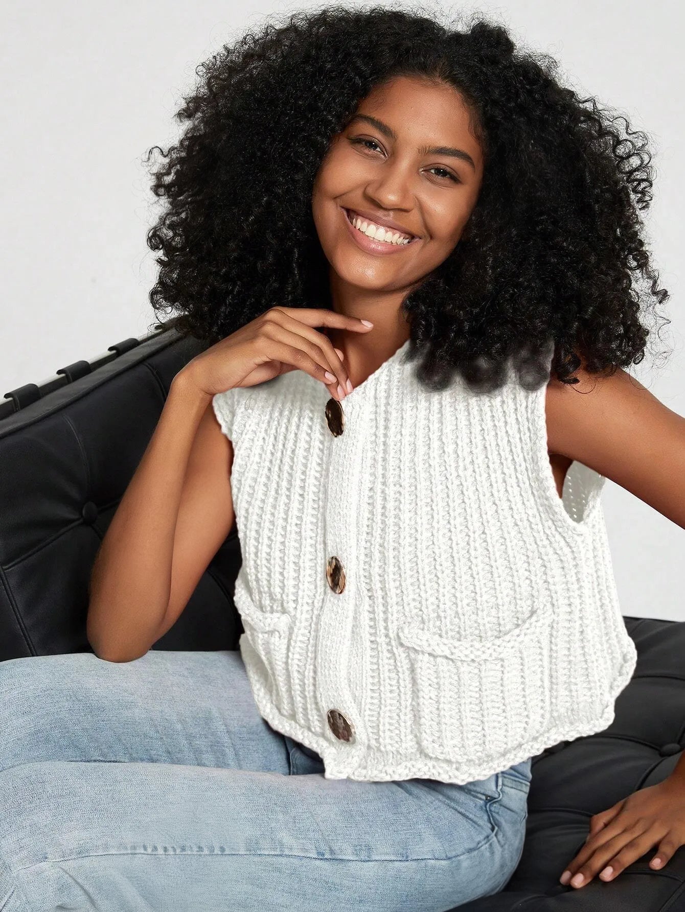 Pocket Thick Knitted Vest