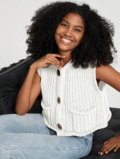 Pocket Thick Knitted Vest