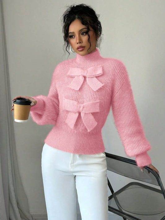 Casual Pullover Bow Detail Sweaters