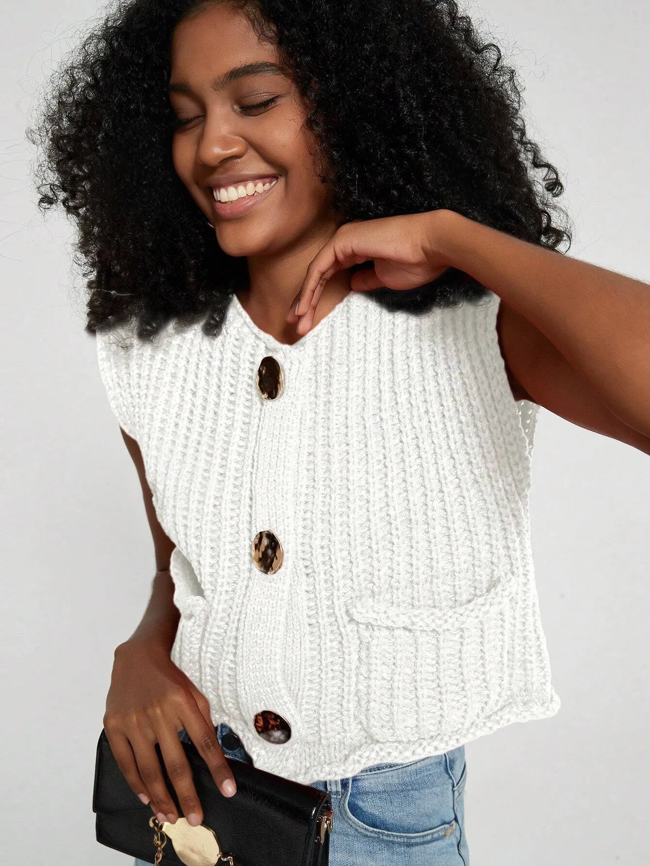 Pocket Thick Knitted Vest