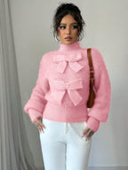 Casual Pullover Bow Detail Sweaters