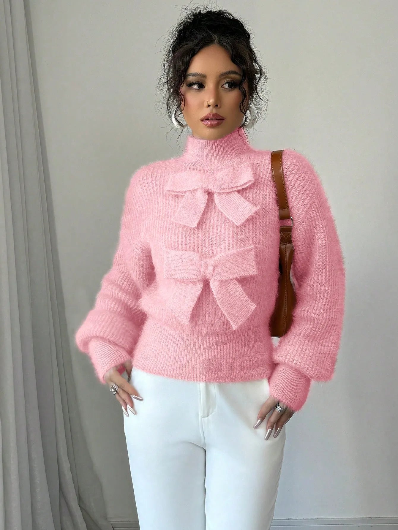 Casual Pullover Bow Detail Sweaters
