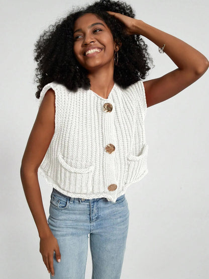 Pocket Thick Knitted Vest