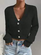 Button Front Crop Cardigan