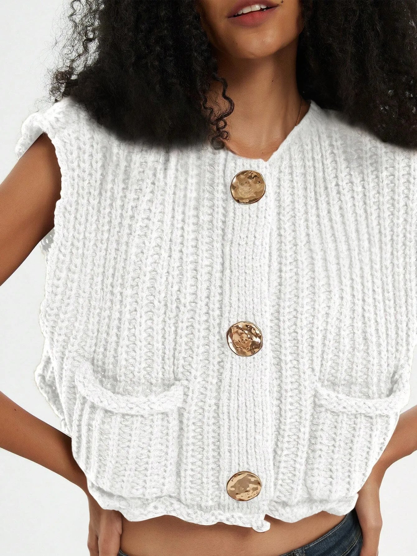 Pocket Thick Knitted Vest
