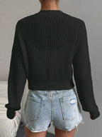 Button Front Crop Cardigan