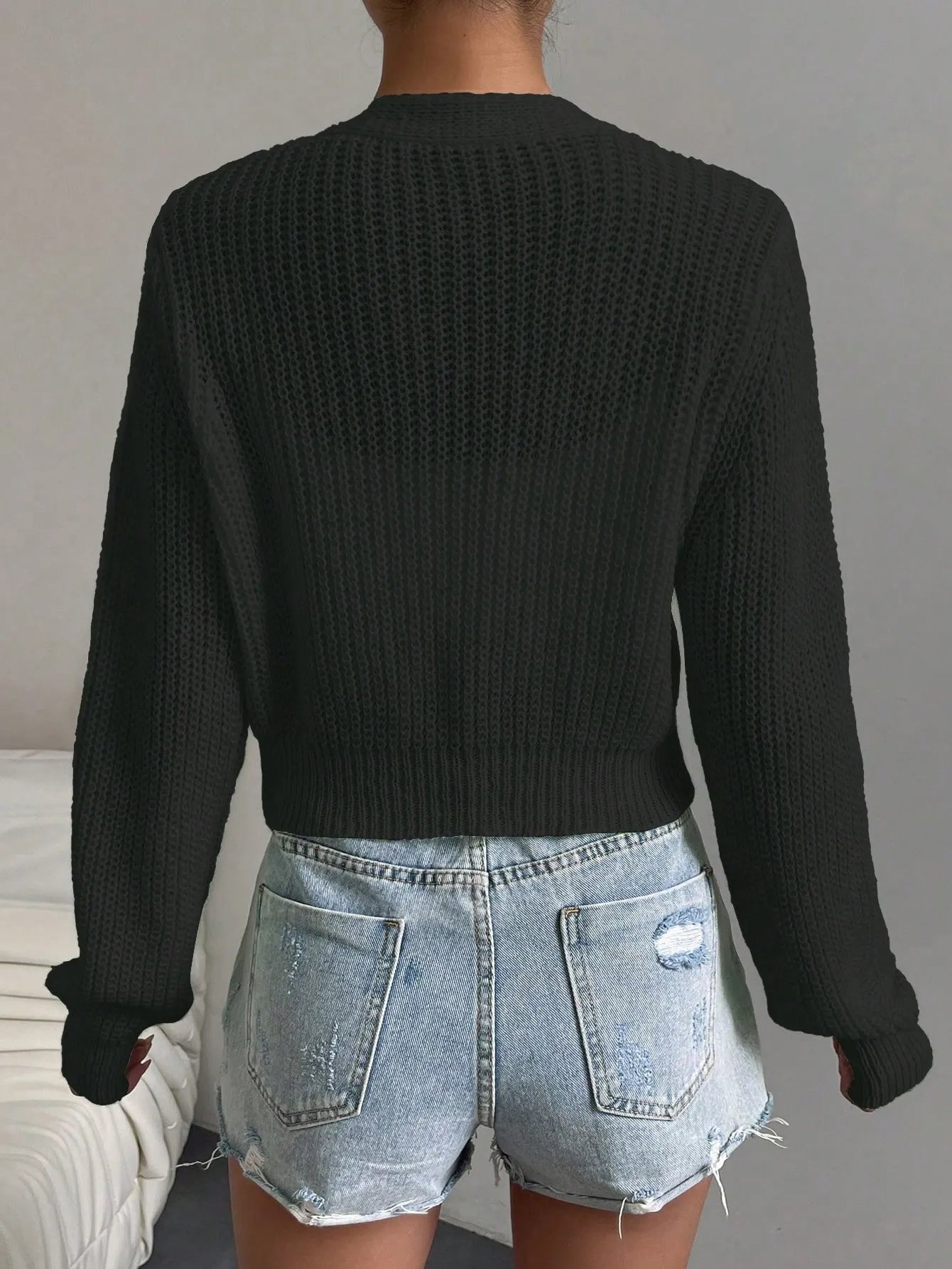 Button Front Crop Cardigan