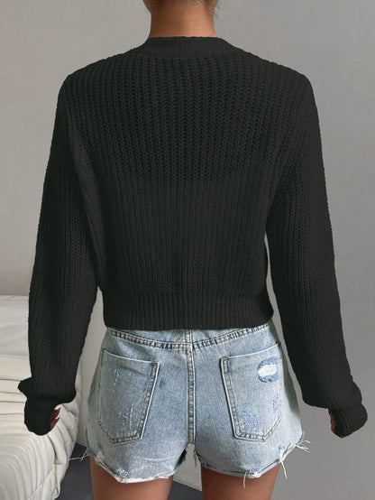Button Front Crop Cardigan