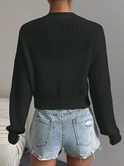 Button Front Crop Cardigan