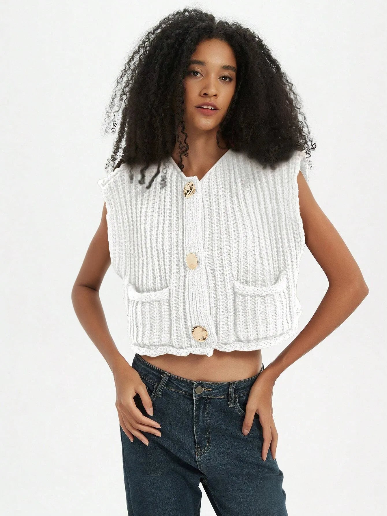 Pocket Thick Knitted Vest