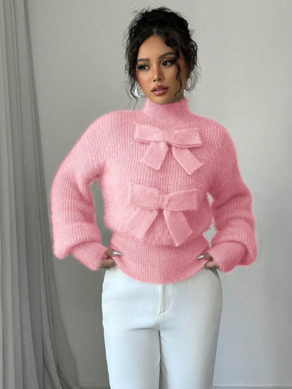 Casual Pullover Bow Detail Sweaters
