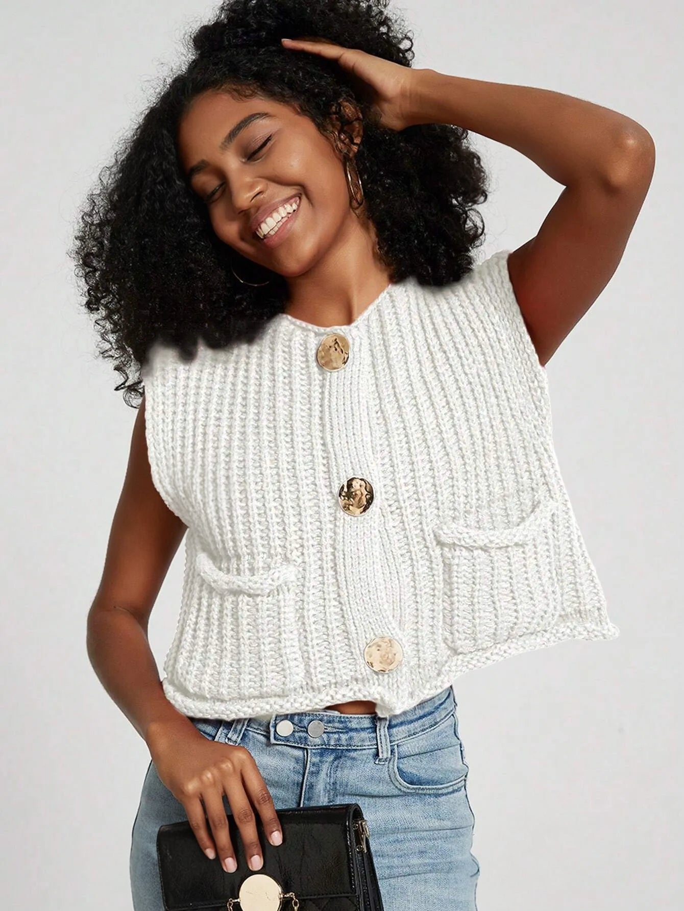 Pocket Thick Knitted Vest