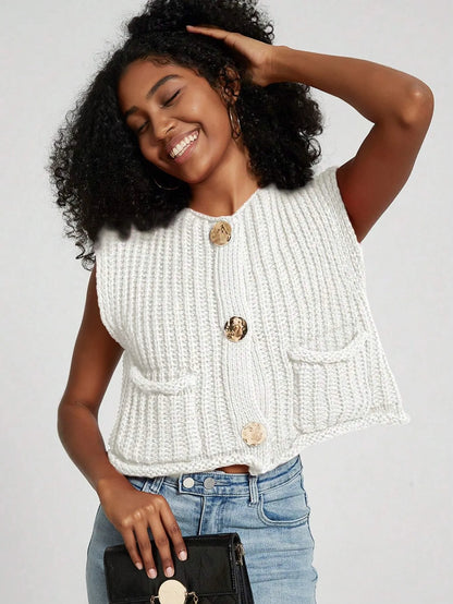 Pocket Thick Knitted Vest