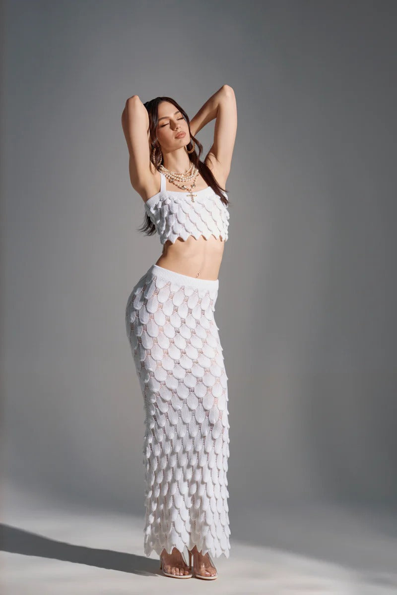 Plain Wide Strap Sweater And Skirt Casual Set