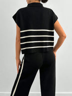 Stripe Polo Neck Sweater & Pants